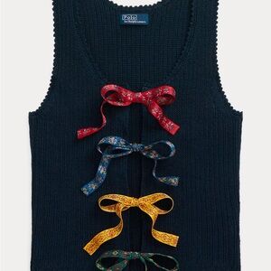 Polo Ralph Lauren Dark Navy tie front knit tank NWT